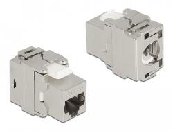 Delock Eszközmentes, 180 -os, fém Keystone modul RJ45 anya - LSA Cat. 6A (87036)