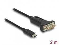 Delock Adapter USB Type-C - 1 x soros RS-232 D-Sub 9 tűs apa anyacsavarokkal 2 m (64196)