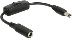 Delock DC-adapterkábel, 5, 5 x 2, 5 mm csatlakozódugó > DC-csatlakozóhüvely 5, 5 x 2, 5 mm, kapcsolóval, (65497)