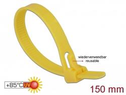 Delock Kábelösszeköto újrahasznosítható hoálló hossza 150 mm, szélessége 7, 5 mm, 100 db. sárga (18760)