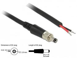 Delock DC tápkábel 5, 5 x 2, 5 x 9, 5 mm, csavarozással nyitható huzalvéggel, 95 cm hosszú (89908)