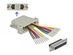 Delock D-Sub 25 tűs krimp anya - 2 x RJ45 anya eszközkészlettel bézs színben (66834)