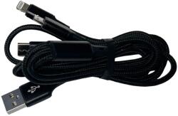  C171 - 3in1 kábel - USB - Lightning / Type-C / MicroUSB fekete szövet kábel 2, 4A, 1, 2m