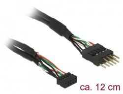 Delock Kábel USB 2.0-s csatlakozóhüvellyel, 2, 00 mm, 10 tu > USB 2.0-s csatlakozódugó, 2, 54 mm, 10 t (41977)