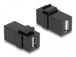 Delock Keystone modul, USB 2.0 A-csatlakozóhüvely > USB 2.0 A-csatlakozóhüvely, fekete (87829) - dellaprint