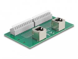 Delock RJ50 2 db. anya - 2 db. Terminal block nyomógombbal hajlított DIM sínhez (67015)