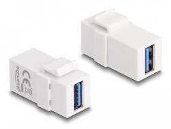 Delock Keystone modul, USB 3.0 A-csatlakozóhüvely > USB 3.0 A-csatlakozóhüvely fehér (1: 1) (87832) - dellaprint