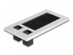 Delock Kábel bemenet kefével és 2 db. RJ45 Keystone modul Cat. 6 alumínium (66896) - dellaprint