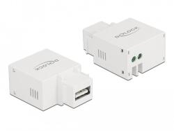 Delock 2, 1 A-s, fehér, A-típusú USB töltő portos Keystone modul (87791) - dellaprint
