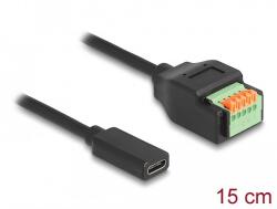 Delock USB Type-C 2.0 kábel anya - terminal block adapter lenyomó gombbal 15 cm (66067)