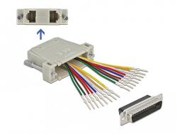Delock D-Sub 25 tűs krimp apa - 2 x RJ45 anya eszköz készlettel bézs színben (66833)