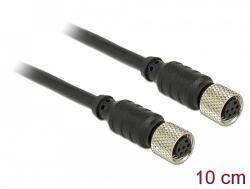 Delock M8 Sensor- / Aktorkabel 6 Pin Buchse zu 6 Pin Buchse wasserdicht 10 cm Delock (12689)