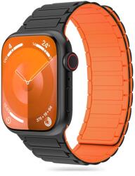 Apple Watch 4/5/6/7/8/9/SE/ULTRA 1/2 (42 / 44 / 45 / 49 mm) - Tech- Protect Iconband - mágneses fekete/narancssárga szilikon szíj - tokgalaxis