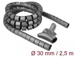 Delock Spirális kábelburkolat behúzó eszközzel 2, 5 m x 30 mm szürke (18846)
