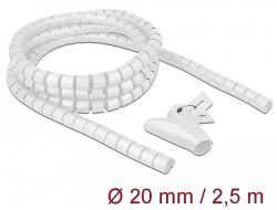 Delock Spirális kábelburkolat behúzó eszközzel 2, 5 m x 20 mm fehér (18840)