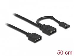Delock RGB csatlakozó kábel 3 tűs 5 V-s RGB / ARGB LED fényhez és 2 db. 3 tűs anya csatlakozóval 50 (86001)
