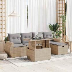 vidaXL 6 részes bézs polyrattan kerti ülőgarnitúra párnával (3327889)