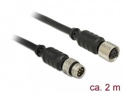 Delock M8 Sensor- / Aktorkabel 6 Pin Stecker zu 6 Pin Buchse wasserdicht 2 m Delock (12640)