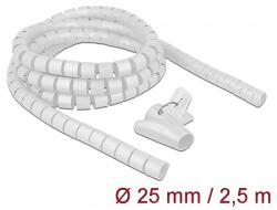 Delock Spirális kábelburkolat behúzó eszközzel 2, 5 m x 25 mm fehér (18841)