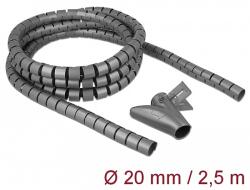 Delock Spirális kábelburkolat behúzó eszközzel 2, 5 m x 20 mm szürke (18844)