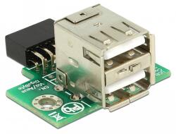 Delock Csatlakozósorral ellátott USB anya > 2 x USB 2.0 A-típusú anya - fölfelé vezeto (41429) - dellaprint