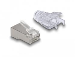 Delock RJ45 Moduláris csatlakozó frontális nyílással Cat. 6 és hajlítás védő borítással 50 db (66905)
