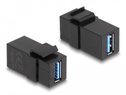Delock Keystone modul, USB 3.0 A-csatlakozóhüvely > USB 3.0 A-csatlakozóhüvely, fekete (1: 1) (87831)