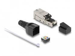 Delock RJ45 csatlakozó az LSA-hoz húzásmentesítővel és porvédővel Cat. 6A szerszámmentes (87061)