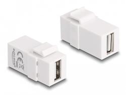 Delock Keystone modul, USB 2.0 A-csatlakozóhüvely > USB 2.0 A-csatlakozóhüvely, fehér (87830)