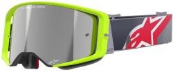 Alpinestars Supertech Corp motocross szemüveg fluo sárga-piros, tükörezüst plexivel