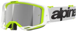 Alpinestars Vision 8 Wordmark motocrossz szemüveg fehér-fluo sárga, tükörezüst plexivel