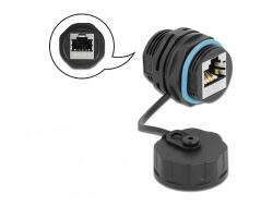 Delock Kábelcsatlakozó, RJ45 aljzat - RJ45 aljzat, Cat. 6A, vízálló védősapkával (86695) - dellaprint