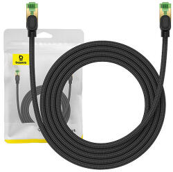 Baseus Fonott hálózati kábel Cat. 8 Baseus Ethernet RJ45, 40Gbps, 2m, fekete (B0013320C111-03)