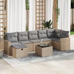 vidaXL 8 részes bézs polyrattan kerti ülőgarnitúra párnával (3325415)