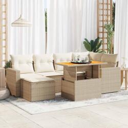 vidaXL 7 részes bézs polyrattan kerti ülőgarnitúra párnákkal (3327061)