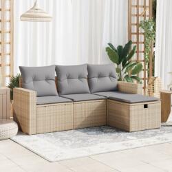vidaXL 4 részes bézs polyrattan kerti ülőgarnitúra párnákkal (3325355)