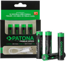 PATONA AAA PREMIUM akkumulátor (USB-C) (500mAh) (4db) (1409) (1409)