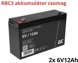 Green Cell APC RBC3 helyettesítő akkumulátor csomag (2x 6V 12Ah) (RBC3-RP)