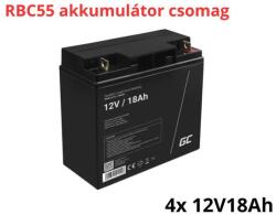 Green Cell APC RBC55 helyettesítő akkumulátor csomag (4x 12V 18Ah) (RBC55-RP)