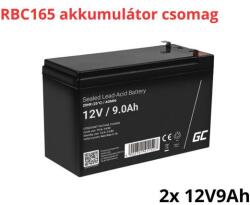 Green Cell APC APCRBC165 helyettesítő akkumulátor csomag (2x 12V 9Ah) (APCRBC165-RP)