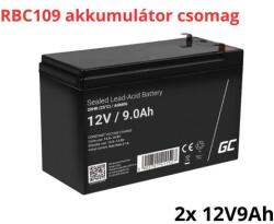 Green Cell APC APCRBC109 helyettesítő akkumulátor csomag (2x 12V 9Ah) (APCRBC109-RP)