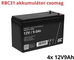 Green Cell APC RBC31 helyettesítő akkumulátor csomag (4x 12V 9Ah) (RBC31-RP)