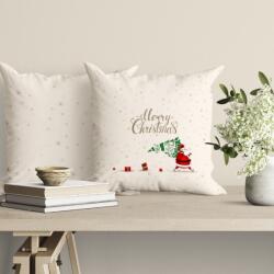 Cotton Club® Fata de perna Craciun bumbac 45x45cm cu Mos Craciun si brad, Dexy Ecru