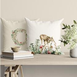 Cotton Club® Fata de perna Craciun bumbac 45x45cm cu coronita si caprioara, Jasmin