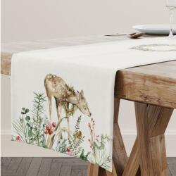 Cotton Club® Napron Craciun bumbac 40x150cm cu reni si peisaj de iarna, Jasmin Fata de masa