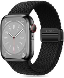 Apple Watch 6/7/8/9/10/SE (40 / 41 / 42 mm) okosóra szíj - Tech- Protect Nylonmag - fekete szövet szíj - graffistore