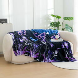 Patura din microplus VIOLET BUTTERFLY albastru inchis Dimensiune: 160 x 200 cm