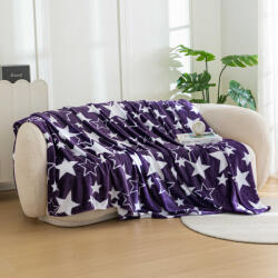  Patura de Craciun din microplus STELE violet Dimensiune: 200 x 220 cm Patura