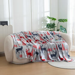  Patura de Craciun din microplus MERRY CHRISTMAS DEER gri Dimensiune: 160 x 200 cm Patura