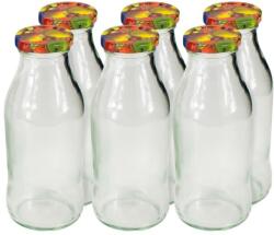 Gastro Sticlă din sticlă pentru suc Gastro 250 ml, cu capac decorativ, model carouri, set 6 bucăți